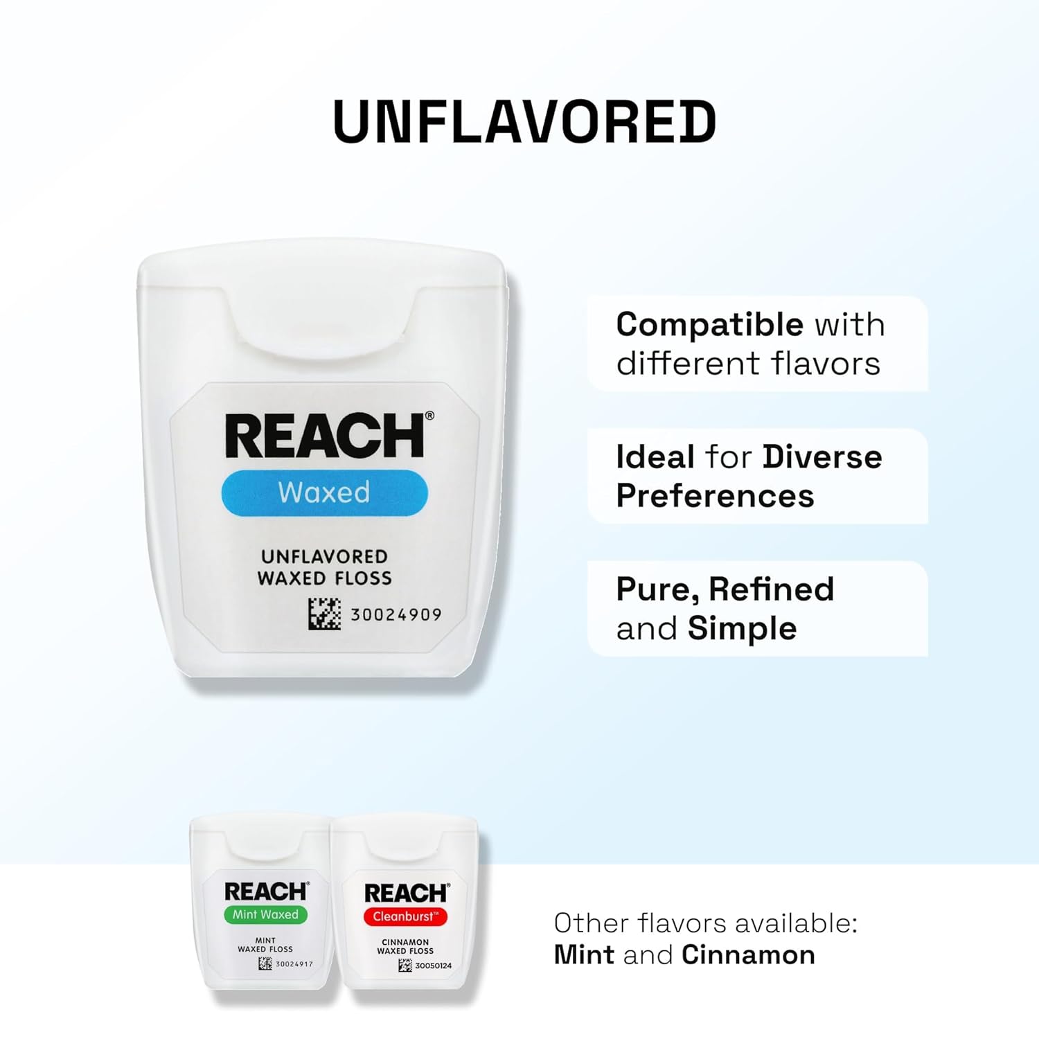 Waxed Dental Floss,Unflavored, Plaque Remover for Teeth, Shred Resistant, Floss Slides Smoothly, Easy to Use, Waxed, Deep Cleaning Teeth, Oral Care, PFAS Free, for Adults & Kids, 1 Pack, 55 Yd