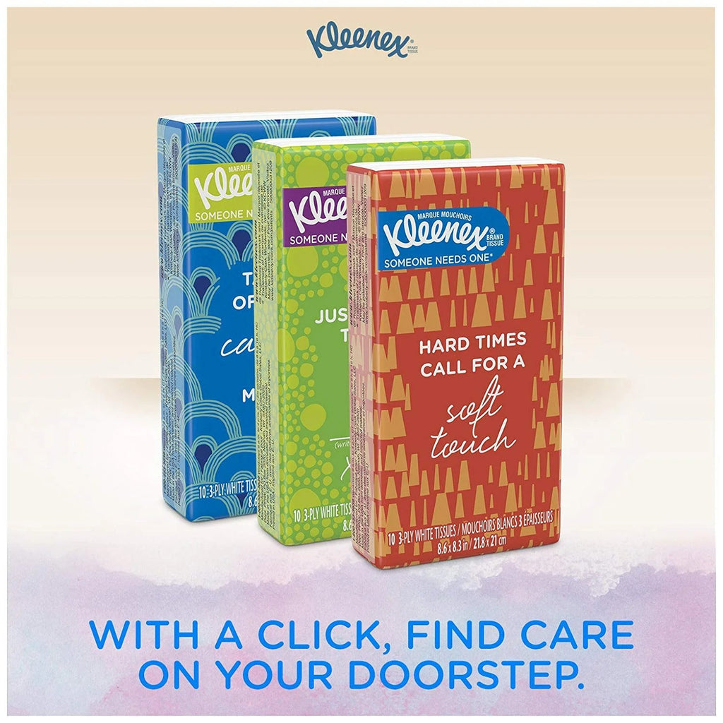 Trusted Care Facial Tissues, 8 On-The-Go Travel Packs (80 Tissues Total) (Packaging May Vary)